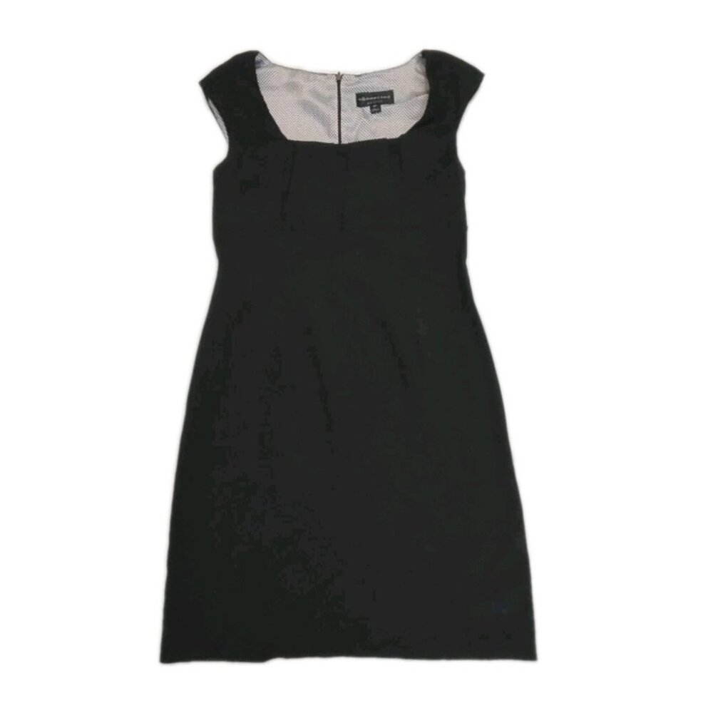Connected Petite Black Midi Sheath Dress Pleated Front Zip Back 10 Petite